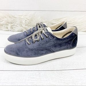 Keds Dream Foam Velvet Platform Sneakers Blue Gray